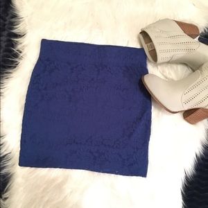 Beautiful Blue Bodycon Lace Mini Skirt
